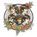 The Beatles and three daughters  tattoo design idea