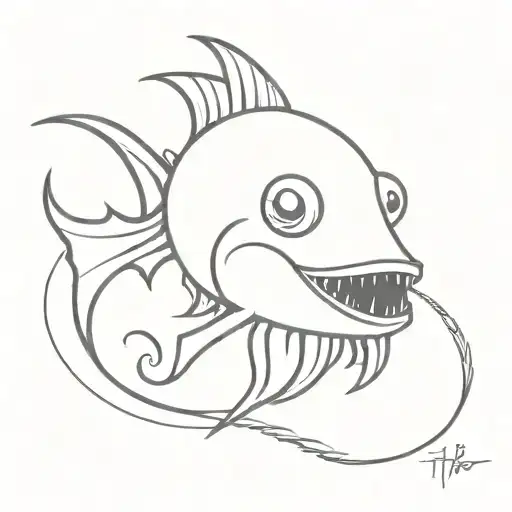 deep angler fish tattoo design idea