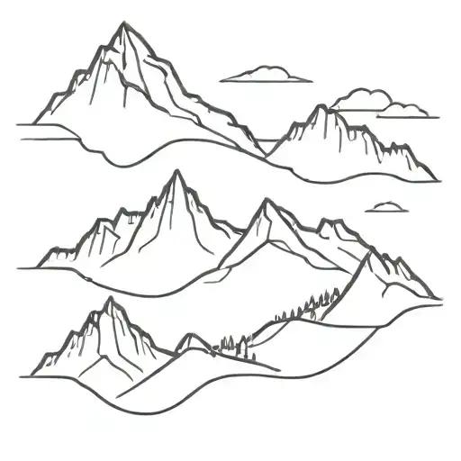 snow mountain tops snowboarding tattoo design idea