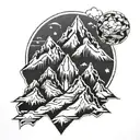 snow mountain tops snowboarding tattoo design idea
