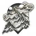 snow mountain tops snowboarding tattoo design idea