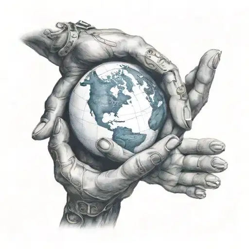 A powerful and determined figure holding a globe in their hands, representing their desire to change the world for the better tattoo design idea