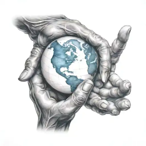 A powerful and determined figure holding a globe in their hands, representing their desire to change the world for the better tattoo design idea