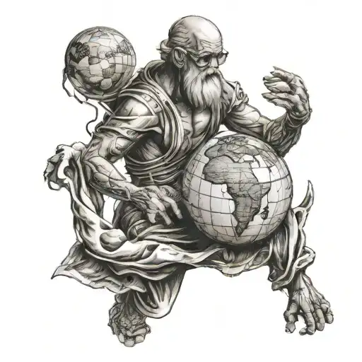 A powerful and determined figure holding a globe in their hands, representing their desire to change the world for the better tattoo design idea