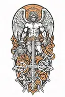 A split design featuring a guardian angel on one side and a demon on the other, symbolizing the balance between good and evil tattoo design idea