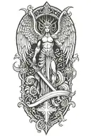 A split design featuring a guardian angel on one side and a demon on the other, symbolizing the balance between good and evil tattoo design idea
