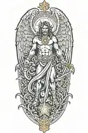 A split design featuring a guardian angel on one side and a demon on the other, symbolizing the balance between good and evil tattoo design idea