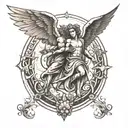 A split design featuring a guardian angel on one side and a demon on the other, symbolizing the balance between good and evil tattoo design idea