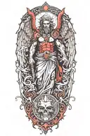 A split design featuring a guardian angel on one side and a demon on the other, symbolizing the balance between good and evil tattoo design idea