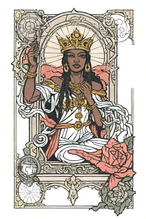 black female high priestess tarot card tattoo design idea