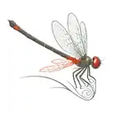 Dragonfly with red wings detail and a semi colon hidden somewhere in it tattoo design idea