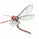 Dragonfly with red wings detail and a semi colon hidden somewhere in it tattoo design idea