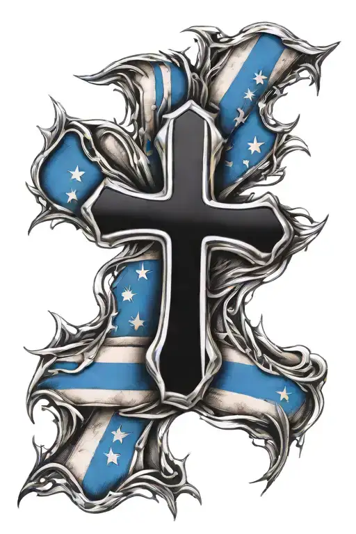 thin blue line cross tattoo tattoo design idea