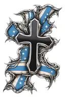 thin blue line cross tattoo tattoo design idea