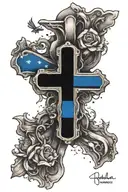 thin blue line cross tattoo tattoo design idea
