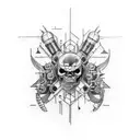 Design a complete sleeve tattoo that merges the aesthetics of hard industrial techno and neo tribal, using blackwork style tattoo design idea