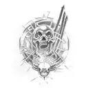 Design a complete sleeve tattoo that merges the aesthetics of hard industrial techno and neo tribal, using blackwork style tattoo design idea