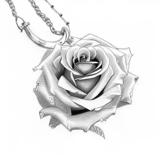 stopwatch with rose bush around chain tattoo design idea