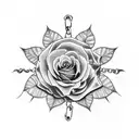 Pocket watch with rose vines wrapping around the chain tattoo design idea