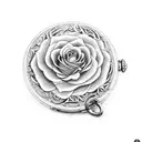 Pocket watch with rose vines wrapping around the chain tattoo design idea