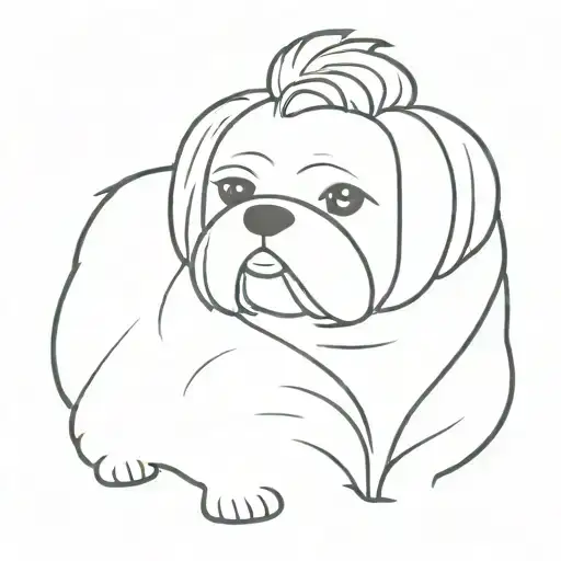 white shi tzu dog tattoo design idea