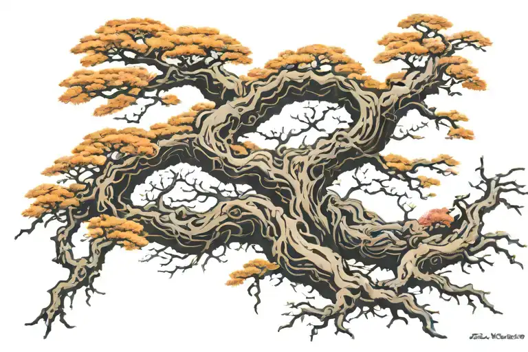 dead tree roots tattoo design idea
