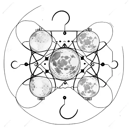 Moon phases integrated into a coding circuitry pattern tattoo design idea