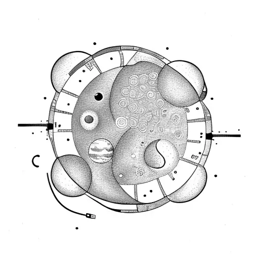 Moon phases integrated into a coding circuitry pattern tattoo design idea