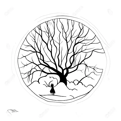 Moonlit forest with a silhouette of a software engineer coding tattoo design idea