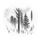 Moonlit forest with a silhouette of a software engineer coding tattoo design idea