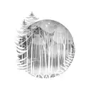 Moonlit forest with a silhouette of a software engineer coding tattoo design idea