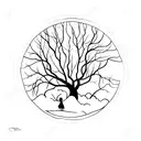 Moonlit forest with a silhouette of a software engineer coding tattoo design idea