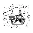 Moonlit forest with a silhouette of a software engineer coding tattoo design idea