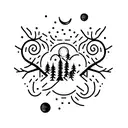 Moonlit forest with a silhouette of a software engineer coding tattoo design idea