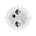 Moon phases integrated into a coding circuitry pattern tattoo design idea