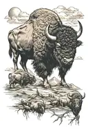 Buffalo mountains tattoo design idea