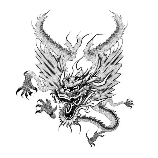 Chinese dragon patchwork half sleeve  tattoo design idea