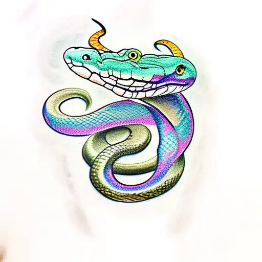 snake with joker colors tattoo design idea