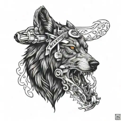 wolf-paramedic-firefighter tattoo design idea