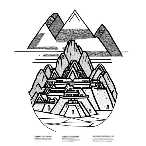 Machu Picchu is a 15th-century Inca citadel located in the Eastern Cordillera of southern Peru, dotted lines tattoo design idea