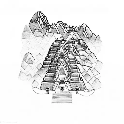 15th centuray Machu Picchu in Peru villagers present tattoo design idea