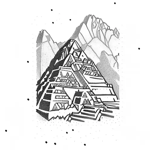 realistic ruins of Machu Picchu tattoo design idea