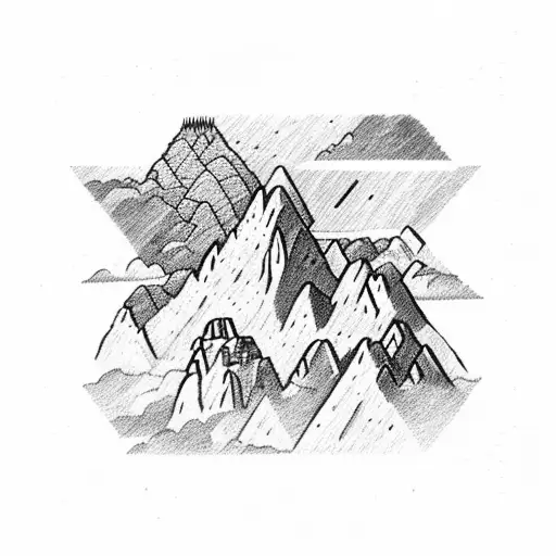 Machu Picchu Showing Through Clouds under the sky showing the Milky Way Galaxy tattoo design idea