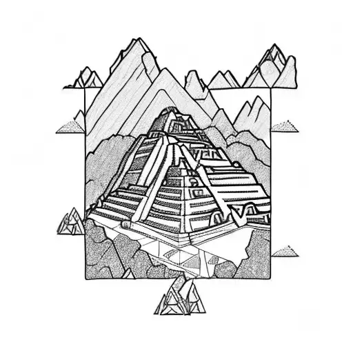 15th centuray Machu Picchu in Peru, tattoo design idea