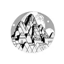 Machu Picchu underneath the moon in front of a geometric circle background narrow shot tattoo design idea