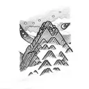 Machu Picchu Showing Through Clouds under the sky showing the Milky Way Galaxy tattoo design idea