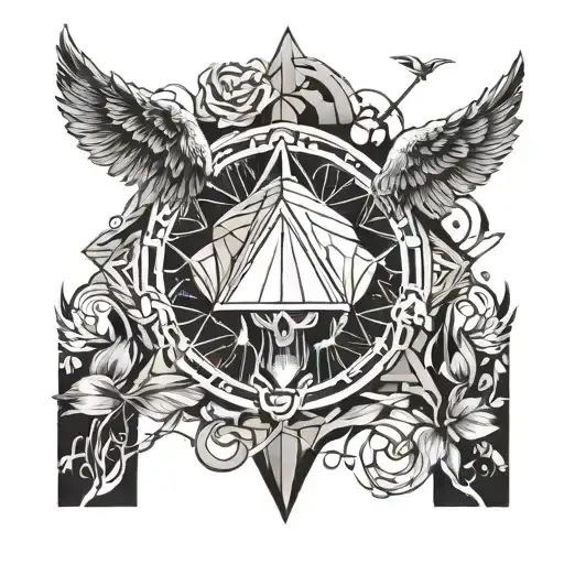 The phrase memento mori next to a falling angel tattoo design idea