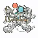 kaws astronaut floating in space tied with rope tattoo design idea
