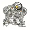 kaws astronaut floating in space tied with rope tattoo design idea