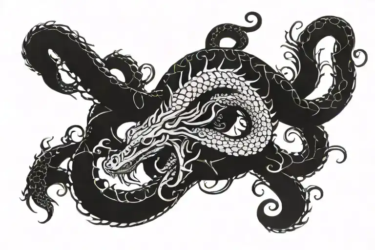 Hydra is long with one head and tail tattoo design idea